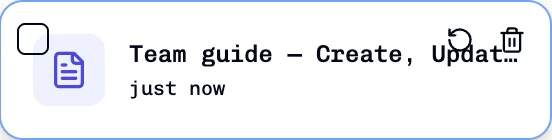 Archived sample document card with Restore and Delete forever controls at the upper right