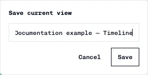 Save current view dialog with an example name