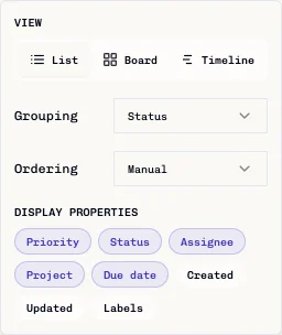 Display layout and property controls